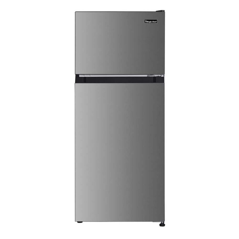 Photo 1 of Magic Chef 18.5 in. W, 4.5 Cu. Ft. 2-Door Mini Refrigerator, with Freezer in Platinum Steel
