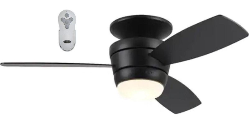 Photo 1 of Harbor Breeze Mazon 44-in Black LED Indoor Flush Mount Ceiling Fan with Light
