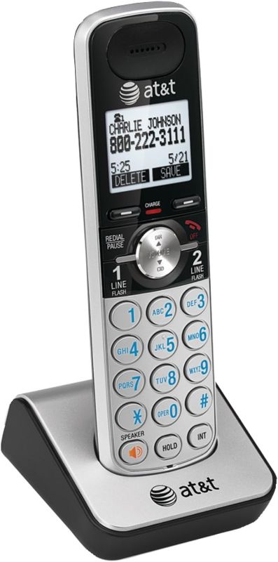 Photo 1 of AT&T TL88002 Accessory Cordless Handset, Silver/Black | Requires an AT&T TL88102 Expandable Phone System to Operate
