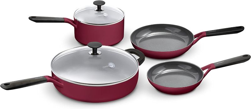 Photo 1 of GreenPan SmartShape Healthy Ceramic Nonstick, 6 Piece Cookware Pots and Pans Set, PFAS-Free, Dishwasher Safe, Red
