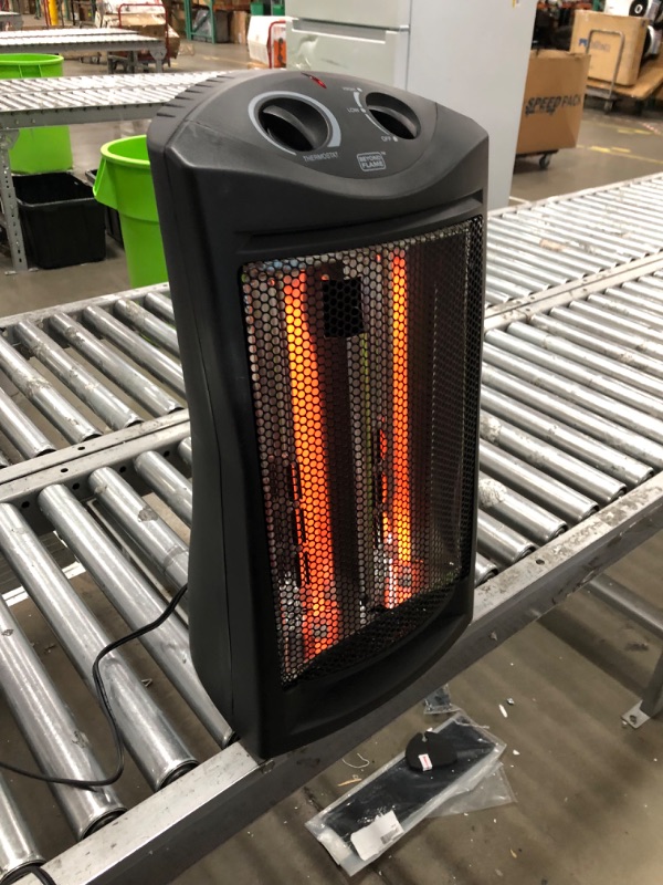 Photo 2 of 1500-Watt Black Electric Tower Quartz Infrared Space Heater with Thermostat