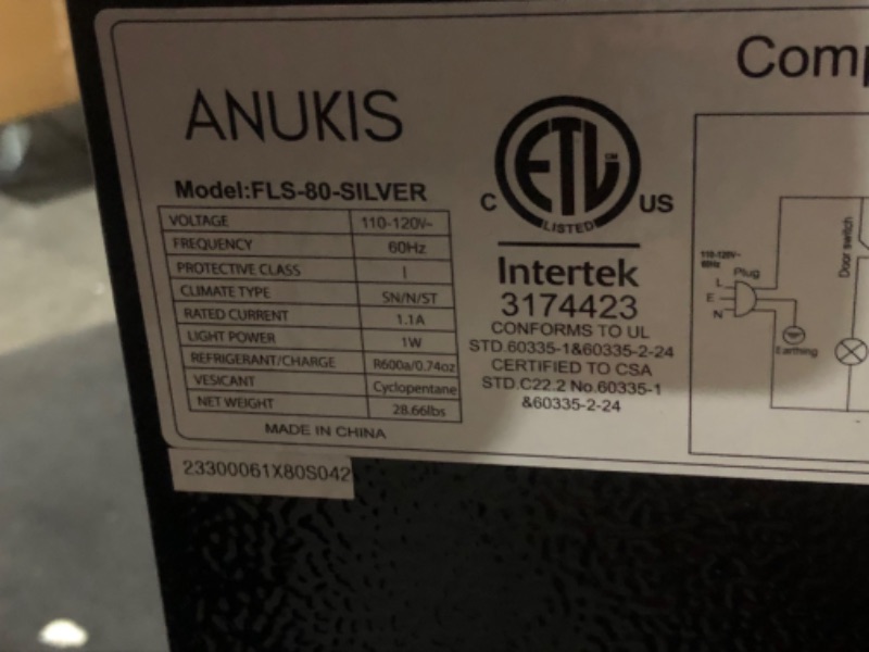 Photo 7 of ***NOT FUNCTIONAL - FOR PARTS ONLY - NONREFUNDABLE - SEE COMMENTS***
Anukis Compact Refrigerator 3.5 Cu Ft 2 Door Mini Fridge with Freezer, Silver/Black