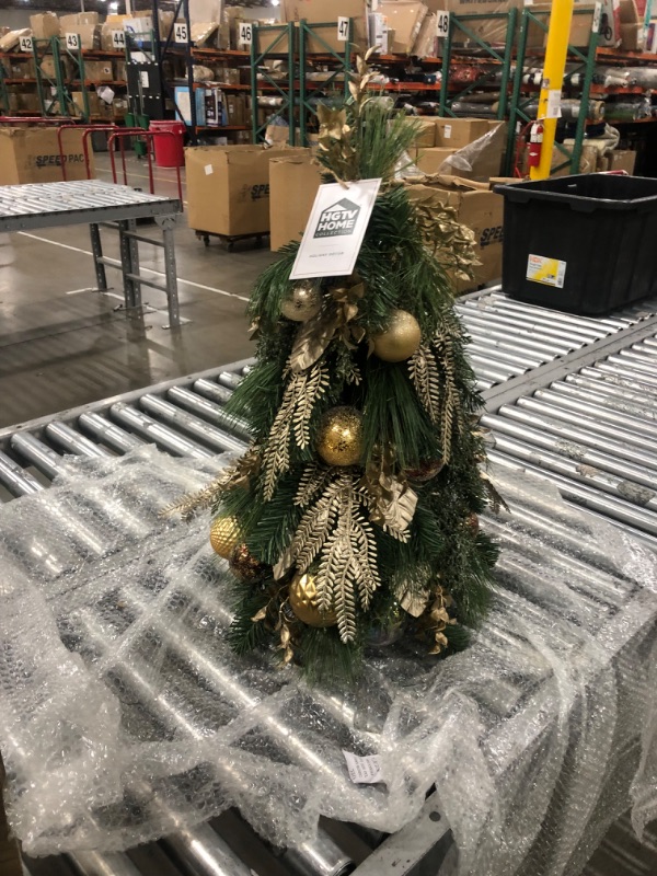 Photo 2 of HGTV Home Collection Artificial Topiary Christmas Tree Evergreen and Bristle 26 inch 
