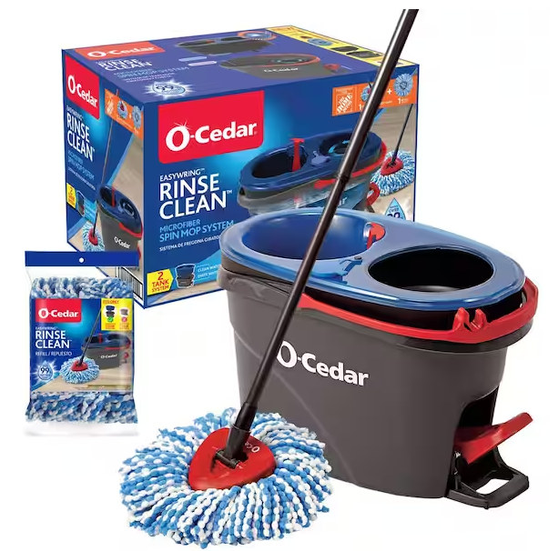 Photo 1 of **See notes**EasyWring RinseClean Microfiber Spin Mop with 2-Tank Bucket System and 1 Extra Mop Head Refill
