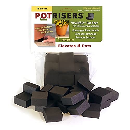 Photo 1 of 8PK, POTRISERS PR-16 Invisible Pot Feet Small I Inch Size Elevate up to 4 Flower Plant Planters or Statues, 16 Count, Black
