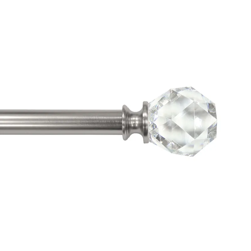 Photo 1 of 3/4" Single Curtain Rod Set with Faceted Crystal Finials_Brushed Nickel
