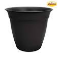 Photo 1 of 20 in. Mirabelle Large Black Plastic Planter (20 in. D x 17 in. H) with Drainage Hole and Attached Saucer