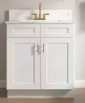 Photo 1 of 30 in. W x 21 in. D x 34.5 in. H Ready to Assemble Bath Vanity Cabinet without Top in Shaker White
