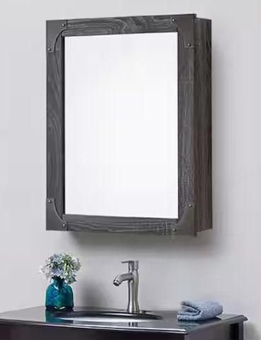 Photo 1 of 20 in. W x 26 in. H Rectangular Medicine Cabinet with Mirror
