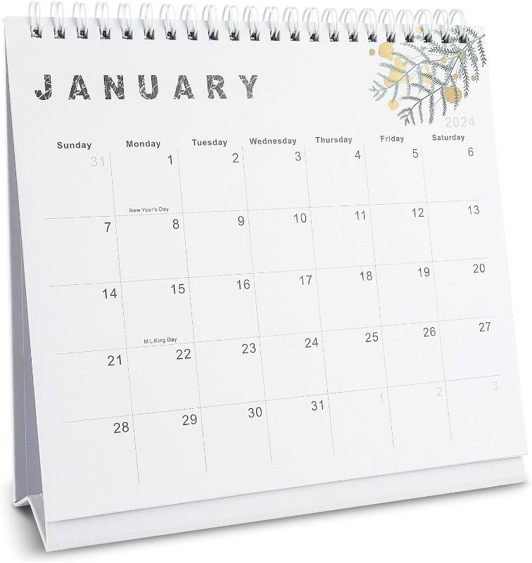 Photo 1 of Lbylyhxc 2024 Calendar - 2024 Small Desk Calendar 8x7.5 inch standing desk calendar, Now-December 2024, 18 month flip-up desktop calendar, Aesthetic small desk calendar with round stickers (gold leaf)