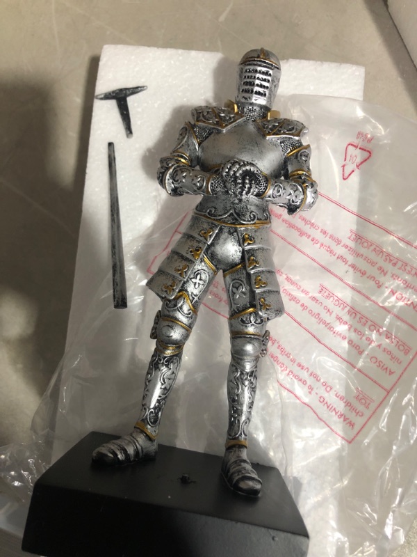 Photo 1 of **DAMAGED NON REFUNDABLE SEE NOTES**
YTC Silver Colored Italian Knight Design Standing Statue in Full Armor