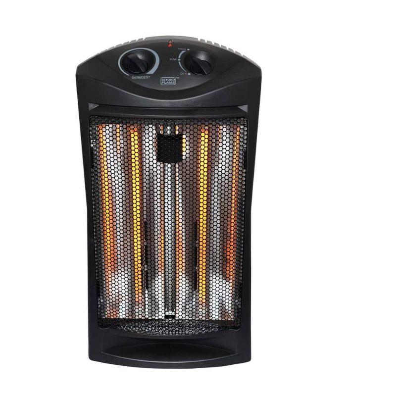 Photo 1 of 1500-Watt Black Electric Tower Quartz Infrared Space Heater with Thermostat
