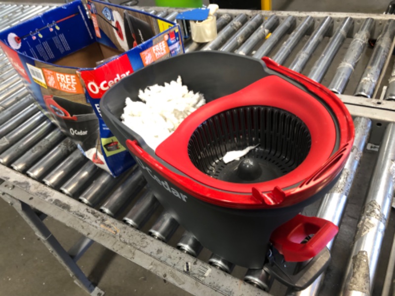 Photo 2 of **SEE NOTES**O-Cedar EasyWring Microfiber Spin Mop, Bucket Floor Cleaning System, Red, Gray Spin Mop & Bucket