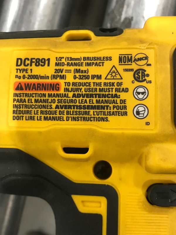 Photo 4 of **SE NOTES**DEWALT 20V MAX Cordless Impact Wrench, 1/2" Hog Ring, Includes LED Work Light and Belt Clip, Bare Tool Only (DCF891B)