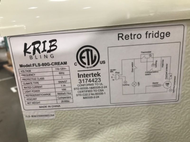 View 3 of KRIB BLING 3.5 Cu.Ft Compact Refrigerator Mini Fridge with Freezer 7 Level Adjustable Thermostat Removable Shelves Small Refrigerator for Office Dorm Apartment Cream