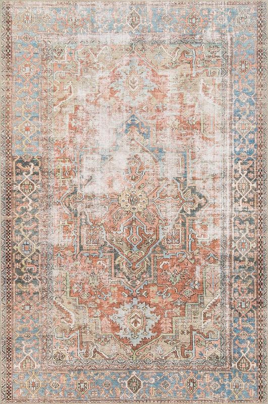 Photo 3 of ***USED - DIRTY - NO PACKAGING***
Loloi II Loren Collection LQ-15 Terracotta / Sky, Traditional 5'-0" x 7'-6" Area Rug Terracotta / Sky