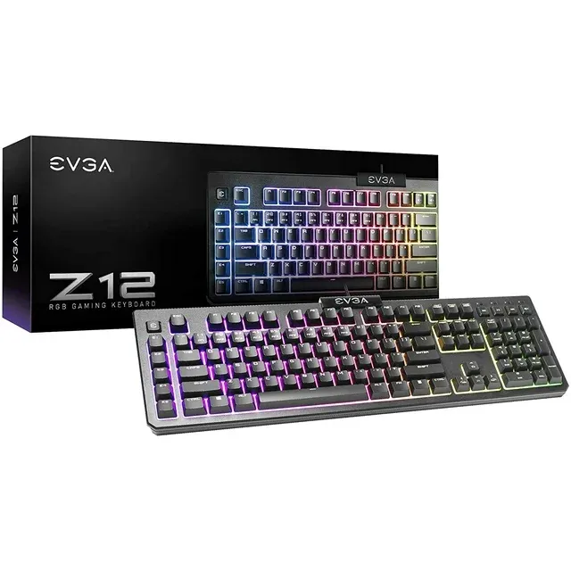 Photo 1 of EVGA Z12 RGB Gaming Keyboard, RGB Backlit LED, 5 Programmable Macro Keys, Dedicated Media Keys, Water Resistant, 834-W0-12US-KR
