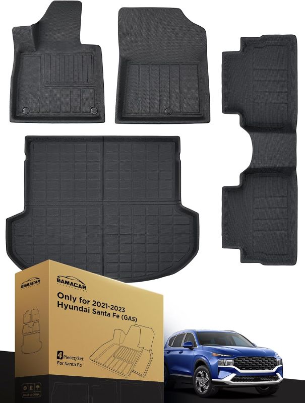 Photo 1 of **SEE NOTES**BAMACAR® for Hyundai Santa Fe Floor Mats 2024 2023 2022 2021(Gas ONLY) All Weather Aethestics for 2021 2022 2023 2024 Hyundai Santa Fe Floor Mats 2024 2023 2022 2021 Hyundai Santa Fe Accessories

