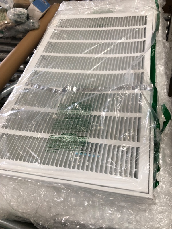 Photo 2 of 32" X 18" Steel Return Air Filter Grille for 1" Filter - Easy Plastic Tabs for Removable Face/Door - HVAC DUCT COVER - Flat Stamped Face -White [Outer Dimensions: 33.75w X 19.75h] 32 X 18