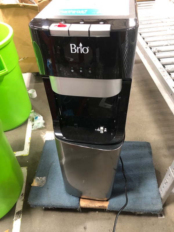 Photo 5 of **DAMAGE SEE NOTES**Brio Bottom Loading Water Cooler Dispenser for 5 Gallon Bottles - 3 Temperatures with Hot, Room & Cold Spouts, Child Safety Lock, LED Display with Empty Bottle Alert, Stainless Steel
