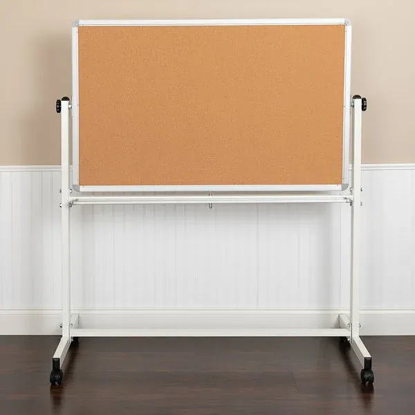 Photo 1 of **SEE NOTES**Flash Furniture YU-YCI-002-CK-GG Hercules 47 3/4" x 29 1/2" Reversible Cork Bulletin Board / Magnetic Whiteboard with Powder-Coated Aluminum Frame and Mobile Stand

