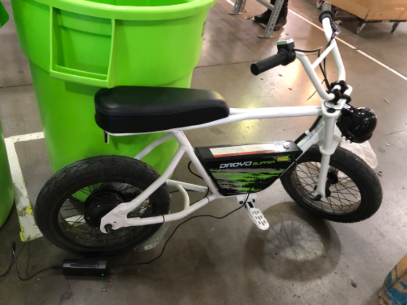 Photo 3 of **SEE NOTES**Droyd Blipper Electric Mini Bike - Electric Bike for Kids Ages 13 & Up - 250W Mini Bike w 12.5MPH up to 12.5 Miles - Electric Bike for Kids up to 60 Mins Run Time w 16in Tire, 24V 10Ah Battery White