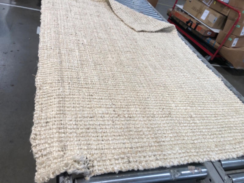 Photo 4 of **SEE PHOTOS**The Knitted Co. 100% Jute Area Rug 4x6 Feet Approx- Braided Design Hand Woven Dyed Off-White Natural Fibers Carpet - Home Decor for Living Room Hallways (4' x 6', Off-White) Off-white 4' x 6'