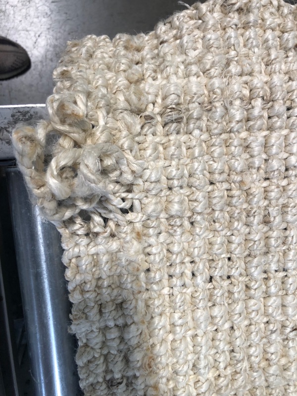 Photo 2 of **SEE PHOTOS**The Knitted Co. 100% Jute Area Rug 4x6 Feet Approx- Braided Design Hand Woven Dyed Off-White Natural Fibers Carpet - Home Decor for Living Room Hallways (4' x 6', Off-White) Off-white 4' x 6'