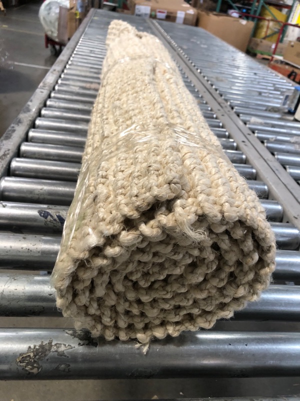 Photo 1 of **SEE PHOTOS**The Knitted Co. 100% Jute Area Rug 4x6 Feet Approx- Braided Design Hand Woven Dyed Off-White Natural Fibers Carpet - Home Decor for Living Room Hallways (4' x 6', Off-White) Off-white 4' x 6'