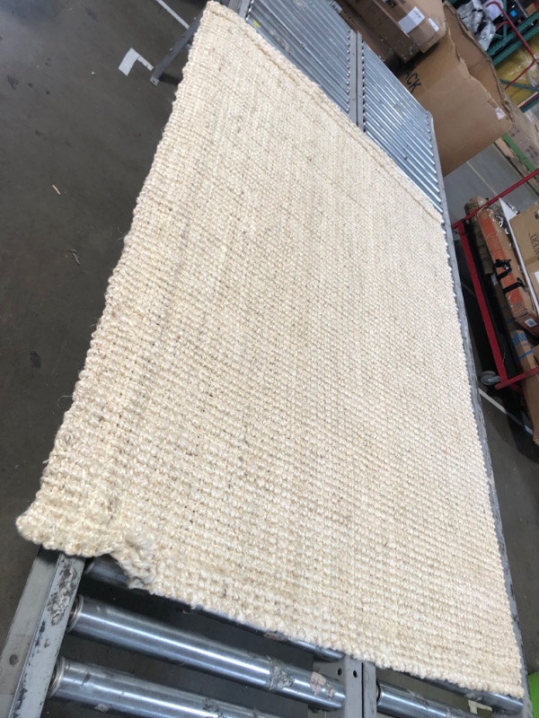 Photo 3 of **SEE PHOTOS**The Knitted Co. 100% Jute Area Rug 4x6 Feet Approx- Braided Design Hand Woven Dyed Off-White Natural Fibers Carpet - Home Decor for Living Room Hallways (4' x 6', Off-White) Off-white 4' x 6'