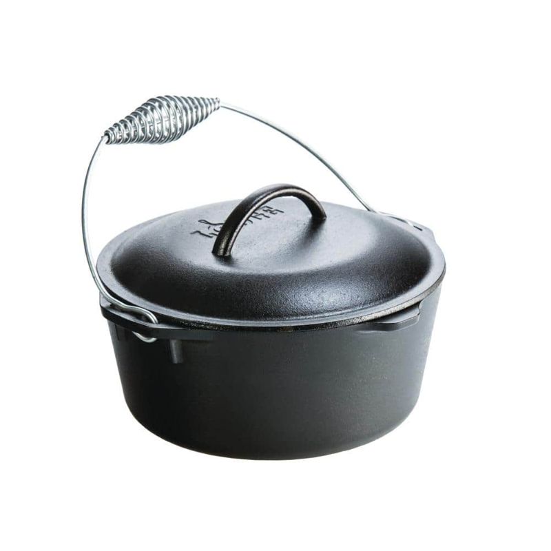 Photo 1 of (READ FULL POST) Lodge 5 Qt. Cast Iron Dutch Oven with Lid and Spiral Bail Handle, Black
