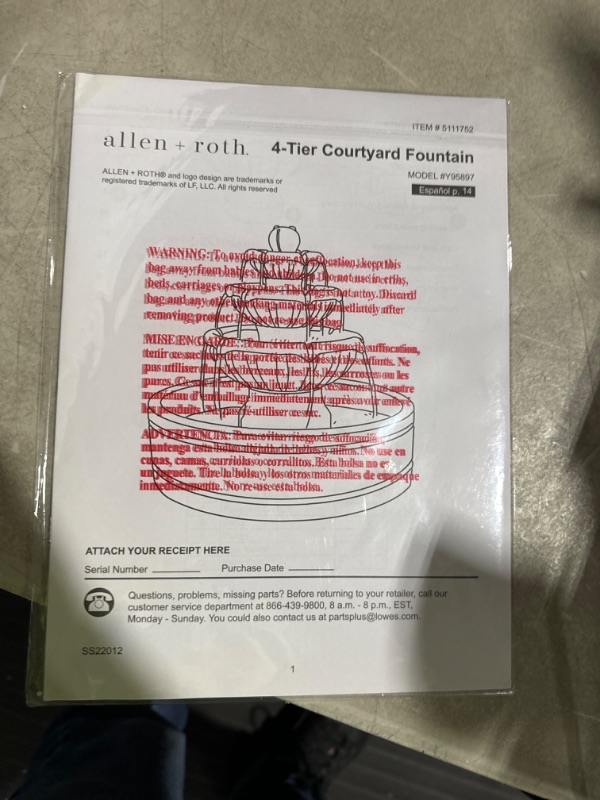 Photo 7 of ** DAMAGED READ NOTES**allen + roth 28" 4-Tier Courtyard Fountain
