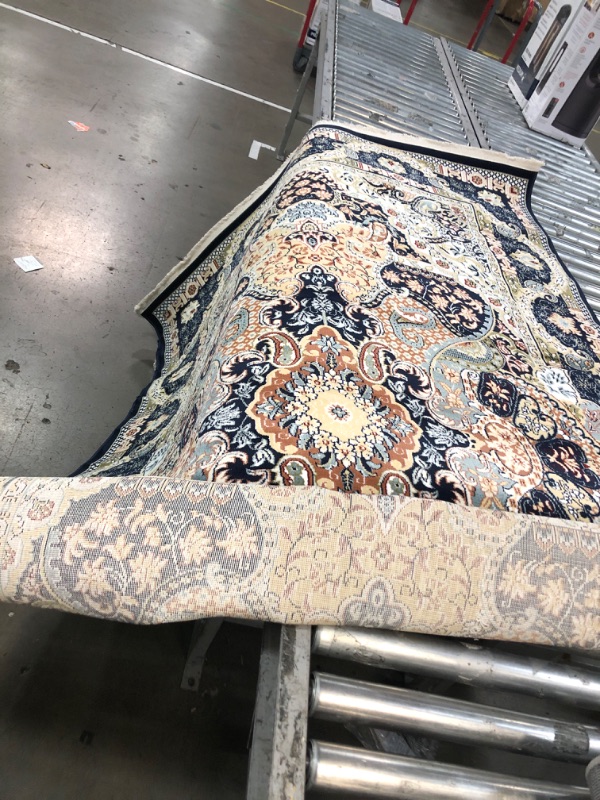 Photo 1 of Oriental Area Rug 9x12, Vintage Rug Non Slip Low Pile Soft Large Rugs for Bedroom Aesthetic Dining Room Rug Living Room Carpet Black Rug for Nursery Playroom Family Room Foyer Den Office Home Decor 9' x 12' Black Brown