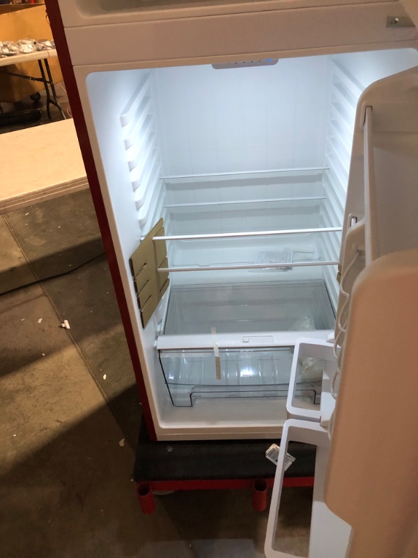 Photo 7 of ***DAMAGED - MISSING HANDLES - SEE COMMENTS***
10.0 cu. ft. Retro Top Freezer Refrigerator with Dual Door True Freezer, Frost Free in Red