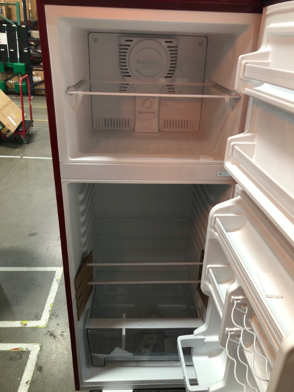 Photo 3 of 10.0 cu. ft. Retro Top Freezer Refrigerator with Dual Door True Freezer, Frost Free in Red
