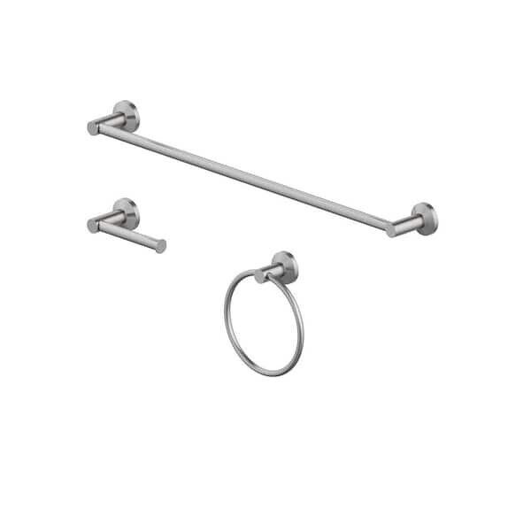 Photo 2 of Glacier Bay Dorind 3-Piece Bath Hardware Set with 24 in. Towel Bar, Towel Ring, and TP Holder
