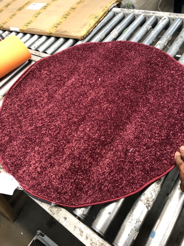 Photo 1 of Super Soft Area Rugs Shaggy Carpet for Bedroom Living Room Dining Room Kids Room Bedside Home Decor 4 feet Round,Wine
