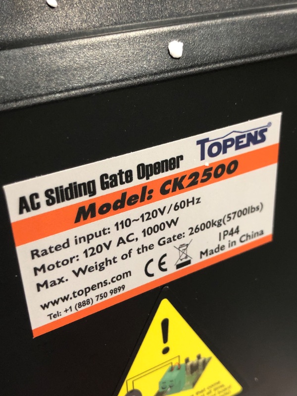 Photo 7 of **PARTS ONLY MISSING CHAIN** TOPENS CK2500 Automatic Sliding Gate Opener Chain Drive Electric Gate Motor for Heavy Driveway Slide Gate Up to 5700 Pounds Security Gate Operator AC Powered with 20ft Roller Chain and Remote Control