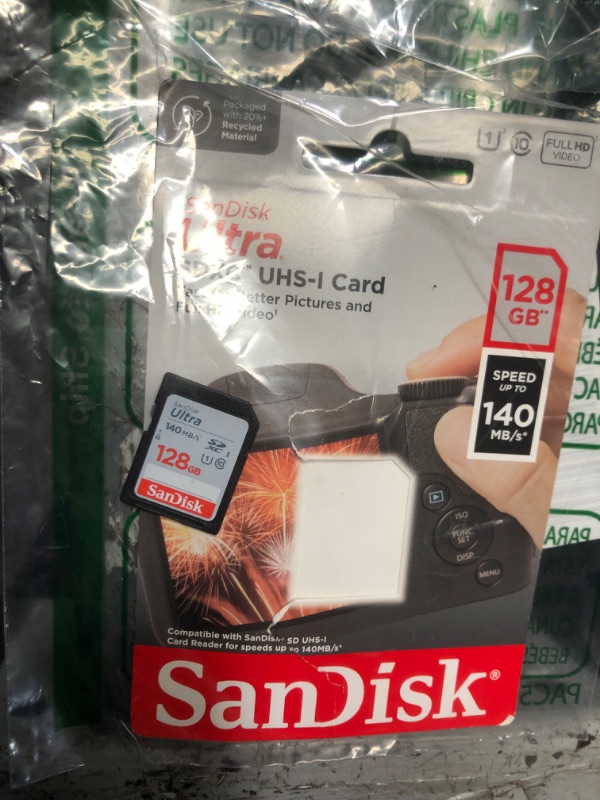 Photo 2 of SanDisk 128GB Ultra SDXC UHS-I Memory Card - Up to 140MB/s, C10, U1, Full HD, SD Card - SDSDUNB-128G-GN6IN Memory Card Only 128GB