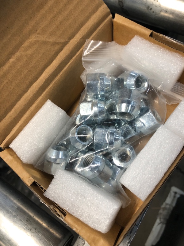 Photo 2 of 12mmx1.5 Zinc Aftermarket Wheel Lug Nuts, 20 Pcs M12x1.5 Open End Cone Seat Bulge Acorn One-Piece lugnuts 0.83”(21mm) Long 3/4”(19mm) Hex, Sliver M12x1.5-20PCS