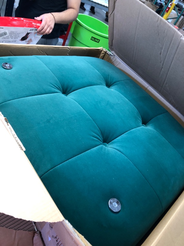 Photo 2 of *INCOMPLETE* *PARTIAL SET* Eafurn Free Combination Modular Sectional Sofa, L Shaped Cloud Couch with Reversible Ottoman,4 Seater Button Tufted Corner Sofa&Couches for Comfy Upholstery Living Room Furniture Sets, Green Velvet Free Combination Modular Secti
