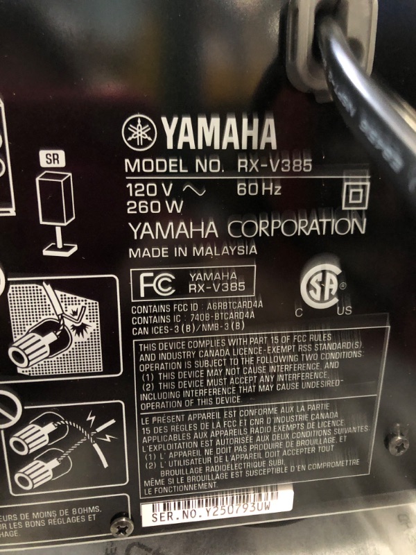 Photo 4 of **ONLY** YAMAHA RX-V385 5.1-Channel 4K Ultra HD AV Receiver with Bluetooth
