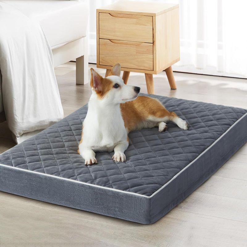 Photo 1 of ** SIMILAR TO THE PHOTO** WNPETHOME Orthopedic Dog Beds for Large Dogs, Extra Large Waterproof Dog Bed with Removable Washable Cover & Anti-Slip Bottom, Multi-Needle Quilting XL Pet Bed (Grey)