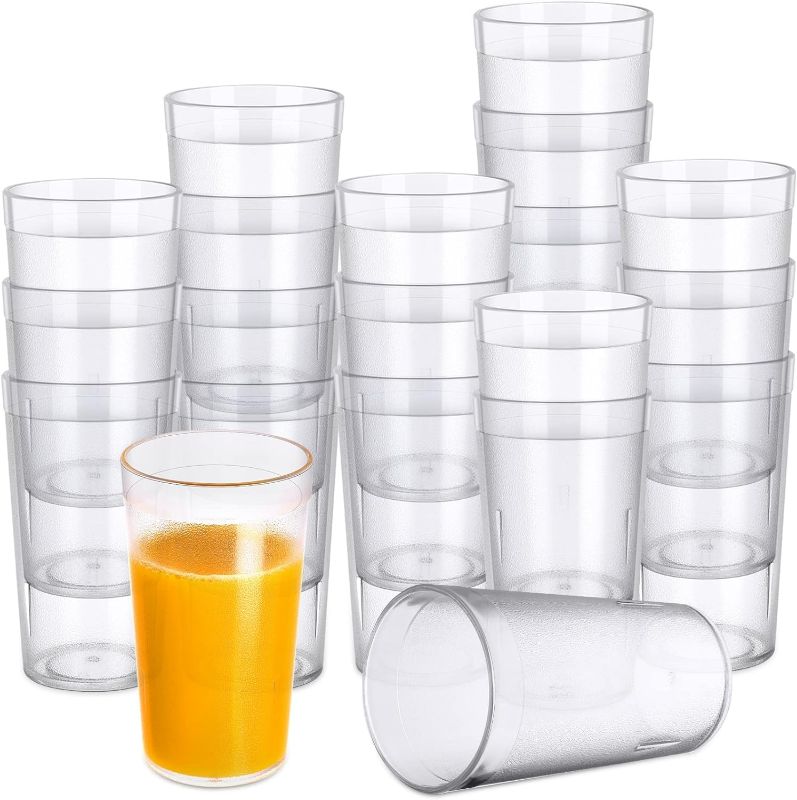 Photo 1 of 48 Pack 12 oz Clear Plastic Cup Frosted Plastic Cups Stackable Water Tumblers Reusable Drinking Cups Tumbler Cups Bulk Restaurant Cups Shatterproof Drink Tumblers for Party and Catering Supplies