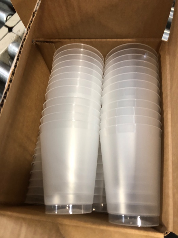 Photo 3 of 48 Pack 12 oz Clear Plastic Cup Frosted Plastic Cups Stackable Water Tumblers Reusable Drinking Cups Tumbler Cups Bulk Restaurant Cups Shatterproof Drink Tumblers for Party and Catering Supplies