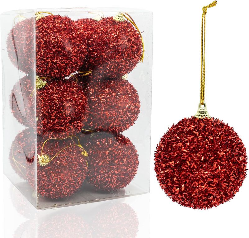 Photo 1 of 12 Pcs Christmas Ball Ornaments 2.36" Shatterproof Christmas Tree Decoration Sparkly Christmas Hanging Balls
