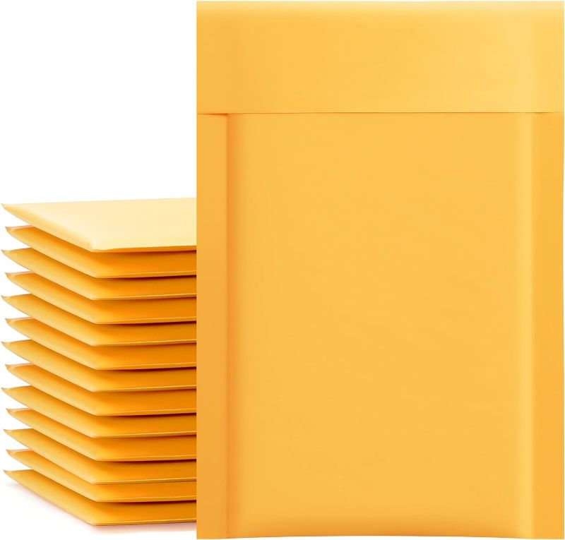 Photo 1 of  Bubble Mailers Yellow 100 Pack Kraft Padded Envelopes Small Business Mailing Packages Opaque Self Seal Boutique Shipping Bags Mailer Shipping Envelopes Bubble Mailer