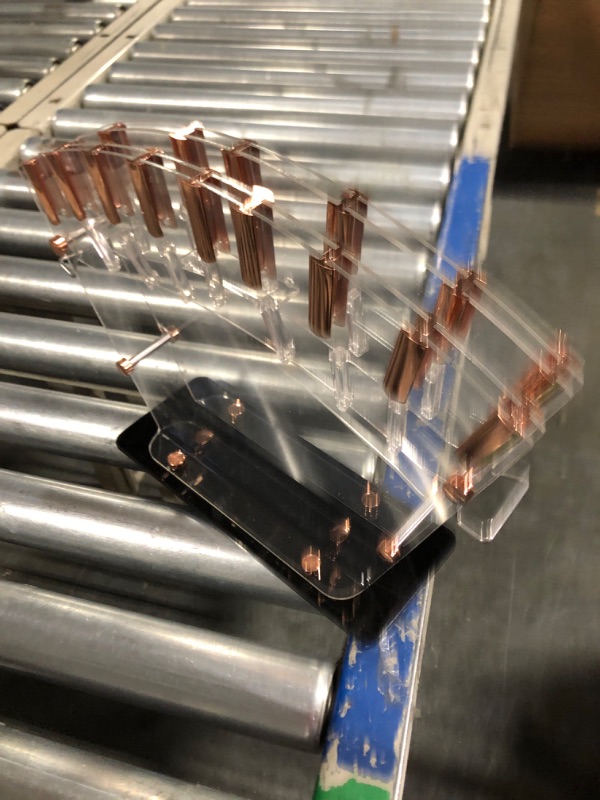 Photo 5 of ***ACRYLIC HOLDER HAS CRACKS*** 
nuovva Professional Kitchen Knife Set with Block - Copper 17 Piece Knives Set With Steak Knives - Clear Acrylic Block High Carbon Stainless Steel Blades - With Knife Sharpener Peeler and Scissors 17pcs With Block 17pcs Cop