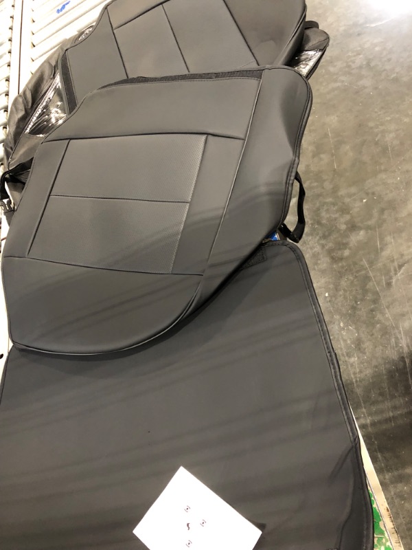 Photo 1 of Coverado Car Seat Covers 5 Pieces, Full Set Universal Seat Covers for Cars, Waterproof Nappa Leather Auto Seat Protectors with Head Pillow, Car Interiors Fit for Most Sedans SUV Pick-up Truck, Black Black FullSet