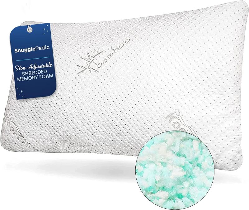 Photo 1 of ** SIMILAR TO PHOTO** Snuggle-Pedic Shredded Memory Foam Pillow - The Original Cool Pillows for Side, Stomach & Back Sleepers - Sleep Support That Keeps Shape - College Dorm Room Essentials for Girls and Guys - King